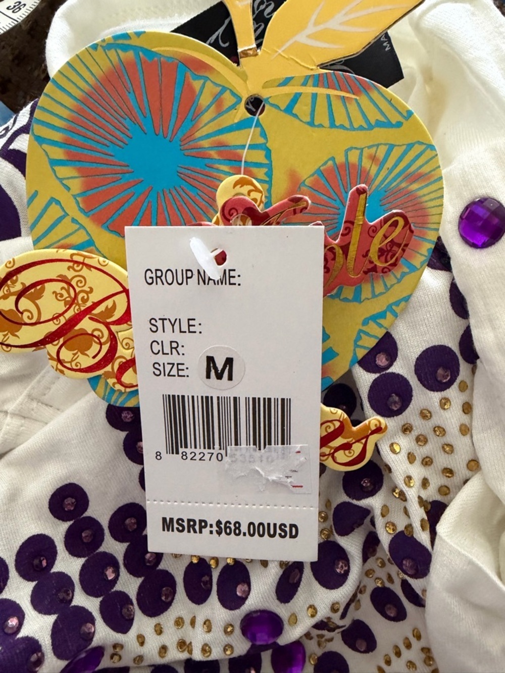 Apple Bottoms Y2K Graphic Tee NWT White Purple Medium - Picture 8 of 10